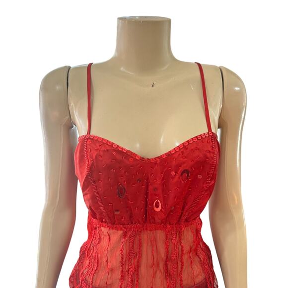 Vtg Kaelyn Max Womens Babydoll Top Size L Fairy Vamp Sexy Y2K Whimsigoth Red - Picture 4 of 15